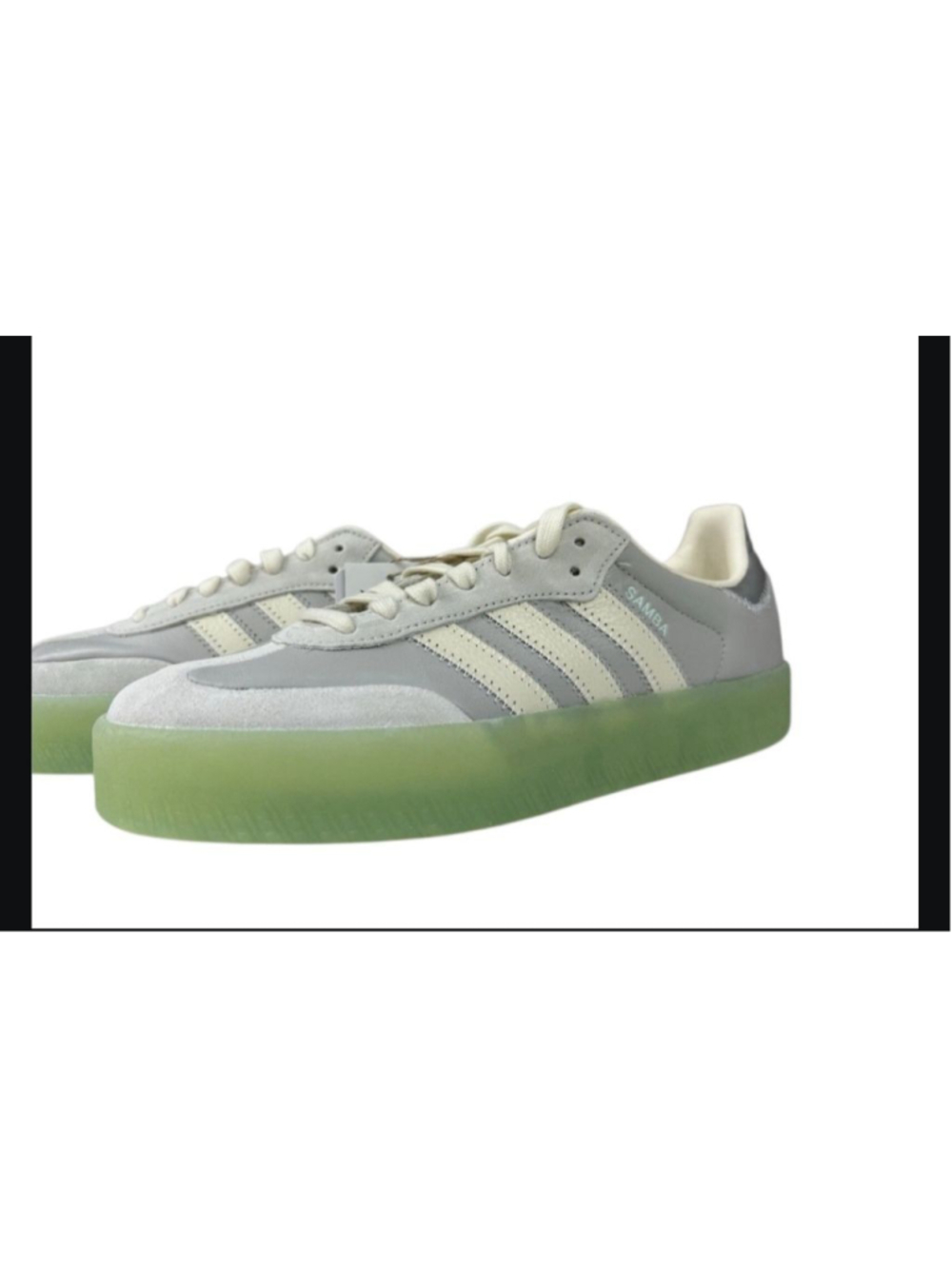 *RARE Adidas Samba Originals Sambae Grey Silver White Green Gum Shoes wmns.6.5 - Picture 2 of 7